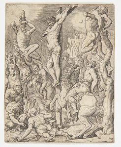 La mort du Christ sur la croix - Ubekendt efter Dirck Volckertsz. Coornhert efter Maarten van Heemskerck
