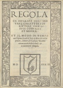 Règle pour apprendre à écrire divers caractères de lettres avec leurs compas et mesures : et la manière de tailler les plumes... - Ugo da Carpi, Ludovico Arrighi