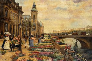 Un marché aux fleurs sur la Seine
