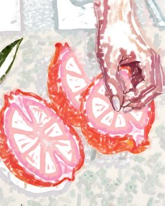 Agrumes roses et main - Uma Gokhale