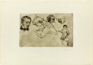 Croquis de quatre têtes et d