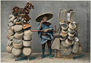 Un marchand de paniers, vers 1890