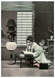 Une étudiante studieuse, Japon, 1904