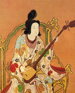 Une fille jouant du shamisen