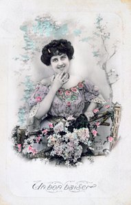 Un bon baiser, carte postale française, vers 1900