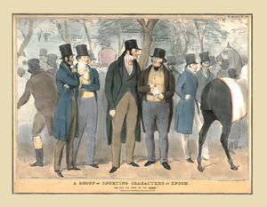 Un groupe de personnages sportifs à Epsom, vers 1832
