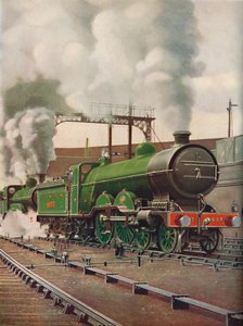 Un train express lourd quittant Kings Cross, L.N.E.B.