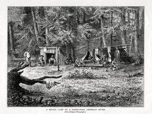 Un camp minier sur une rivière nord-ouest américaine, 1877