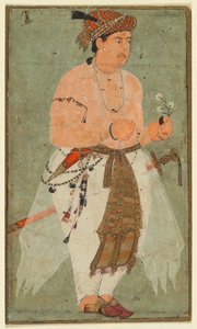 Un prince moghol, peut-être Danyal, tenant une branche de fleurs - Unbekannt