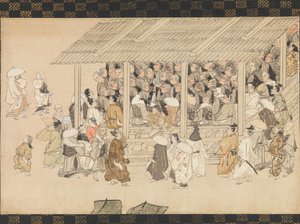 Une réunion de Nenbutsu à Ichiya, Kyoto, de la biographie illustrée du moine, fin du 14ème siècle