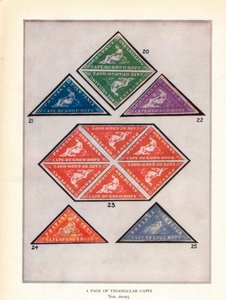 Une page de capes triangulaires Nos. 20-25, vers 1943, 1944