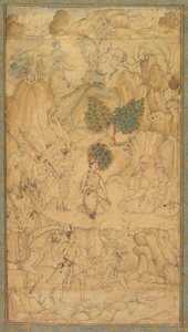 Un prince visitant un saint homme dans un paysage rocheux, vers 1590 - Unbekannt