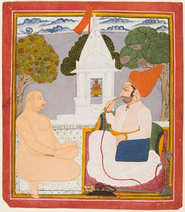 Un noble Rathor visitant un saint homme Digambara à un sanctuaire de Vishnu, probablement Baba Atmaram, vers 1760 - Unbekannt