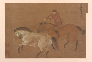 Un cavalier lassant un cheval