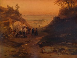 Une gorge rocheuse, avec des figures et des chevaux, 1848, 1938