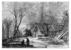 Un village russe sur les rives de la Volga, vers 1890