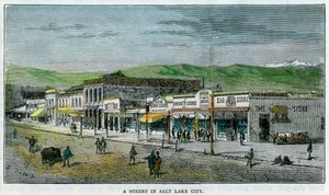 Une rue à Salt Lake City, Utah, USA, vers 1880