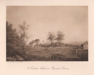 Un match de cricket sur Bansted Downs, Surrey, XIXe siècle, 1912