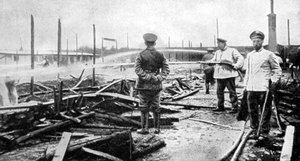 Un camp de prisonniers endommagé par le feu en Allemagne, Première Guerre mondiale, 1915 - Unbekannt
