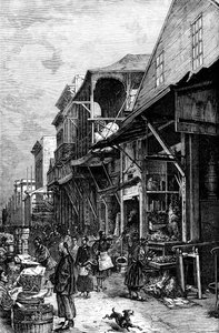 Un marché à San Francisco, Californie, USA, milieu du XIXe siècle vers 1880