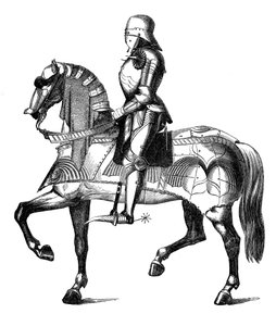 Un chevalier médiéval armé et monté pour la guerre