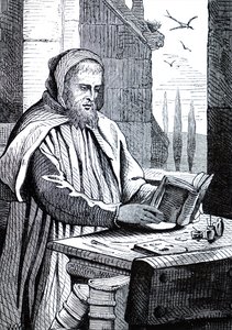 Un moine illuminant un manuscrit