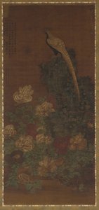 Un faisan, un rocher et des pivoines, dynastie Ming ou Qing, XVIIe siècle - Unbekannt