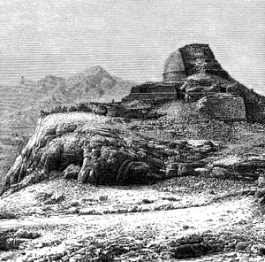 Un tope stupa en ruines dans le col de Khyber, PakistanAfghanistan, 1895