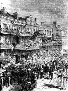 Une rue à la Nouvelle-Orléans le jour des élections, 1860 vers 1880