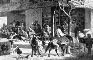 Un marché de thé au Japon
