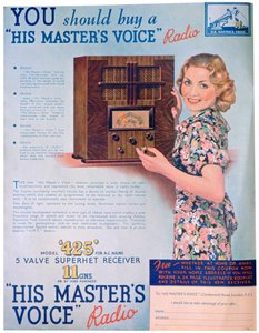 Publicité pour les radios His Masters Voice, 1936