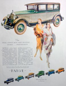 Publicité pour les voitures Paige, 1927