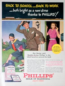 Publicité pour le lait de magnésie Phillips, 1946