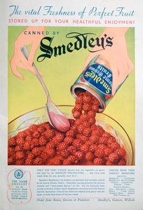 Publicité pour les fruits en conserve Smedleys, 1936