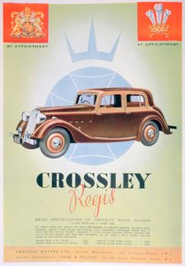 Publicité pour la voiture Crossley Regis, 1935