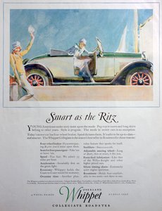 Publicité pour la voiture Overland Whippet Collegiate Roadster, 1927