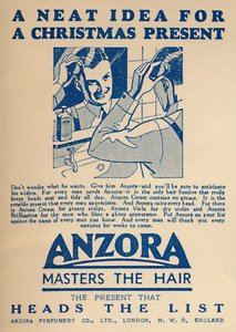 Publicité pour le fixatif capillaire Anzora, 1936