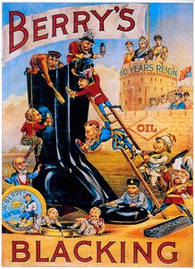 Publicité pour le cirage de bottes Berry, 1887