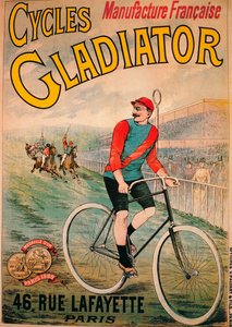 Publicité pour les bicyclettes Cycles Gladiator, vers 1900