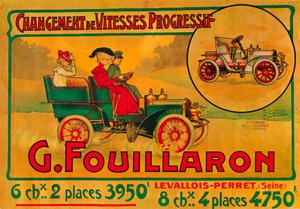 Publicité pour les voitures Fouillaron, vers 1900