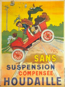 Publicité pour la suspension de voiture Houdaille, vers 1900