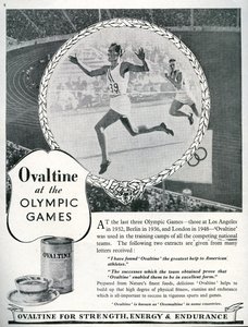 Publicité pour Ovaltine aux Jeux Olympiques de Londres 1948