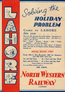 Publicité pour le North Western Railway promouvant les voyages à Lahore, 1936