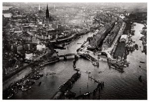 Vue aérienne du port de Hambourg, Allemagne, depuis un Zeppelin, vers 1931-1933 - Unbekannt