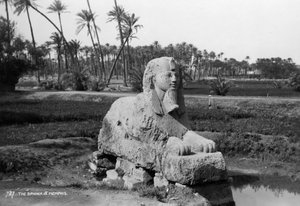 Sphinx en albâtre à Memphis, Égypte, années 1920-1930
