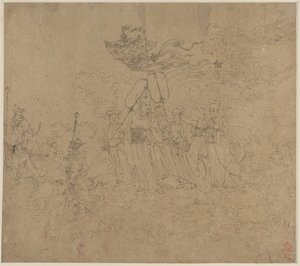 Album de thèmes taoïstes et bouddhistes : Procession de divinités taoïstes : Feuille 6 - Unbekannt
