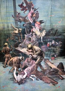 Un accident à Santander, plongeurs cherchant les corps des victimes, 1893