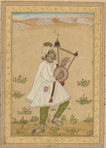Un joueur de lyre africain recto, Calligraphie verso, vers 1640-1660 - Unbekannt
