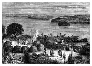 Un campement sur le fleuve Congo, Afrique, vers 1890 - Unbekannt