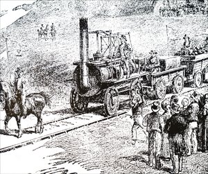 Une locomotive construite par George Stephenson